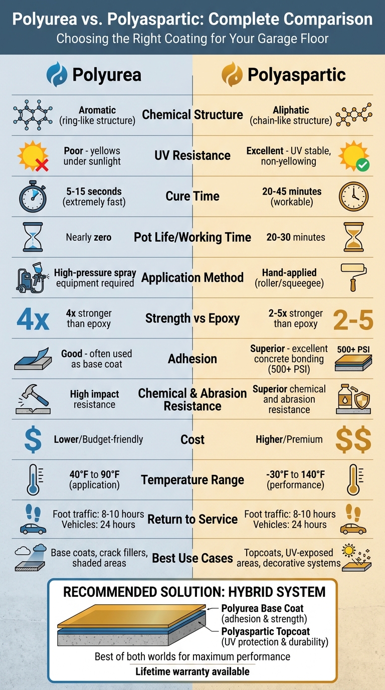 Polyurea Vs. Polyaspartic: Key Differences Explained 1 Polyurea Vs Polyaspartic Coatings: Complete Comparison Chart For Garage Floors